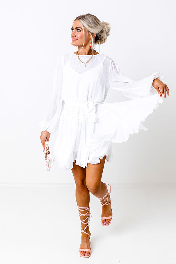 Made To Twirl Ruffle Dress In White