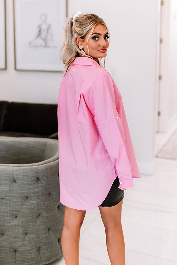 Sending Good Luck Button Up Top In Pink