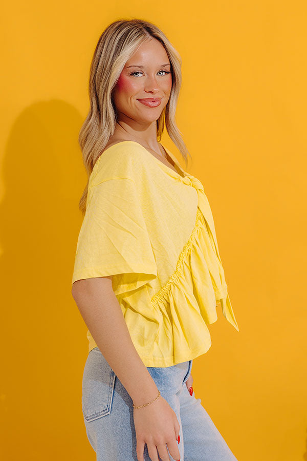 Sweet On Me Front Tie Top In Yellow