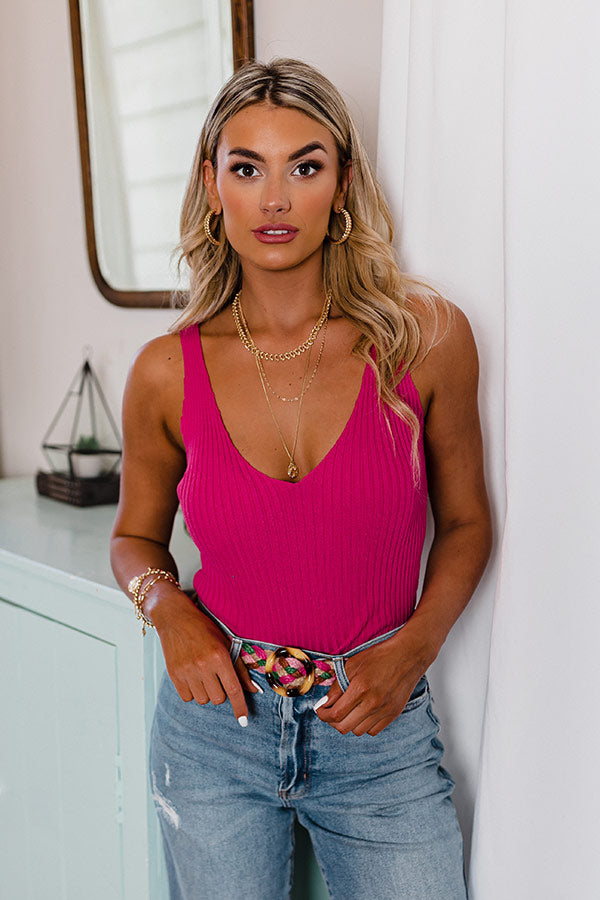 Desert Days Ribbed Tank In Hot Pink