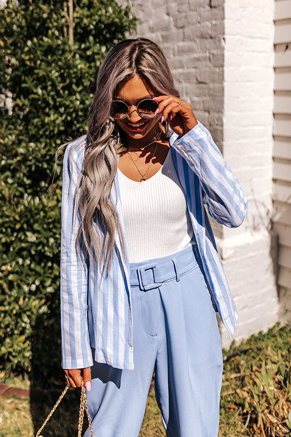 Hamptons Forever Stripe Blazer In Sky Blue