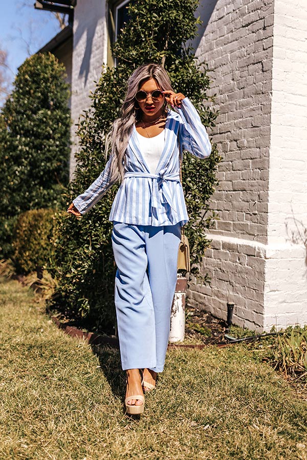 Hamptons Forever Stripe Blazer In Sky Blue