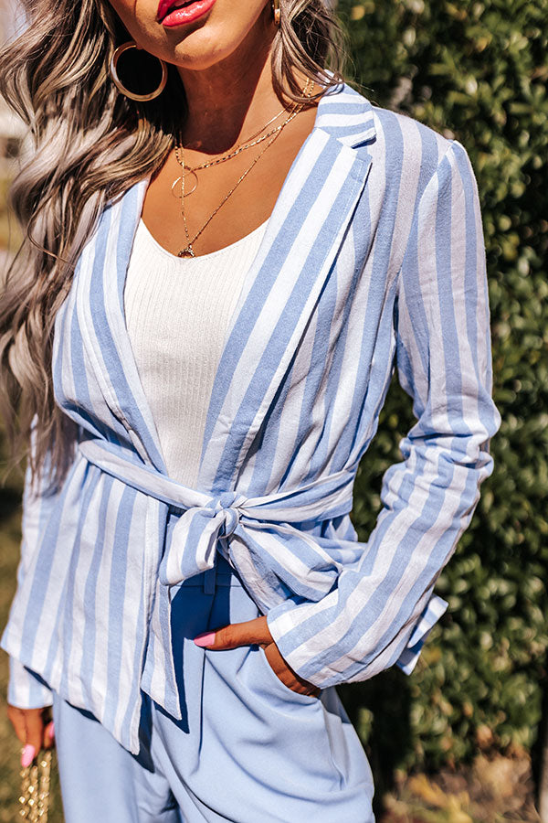 Hamptons Forever Stripe Blazer In Sky Blue