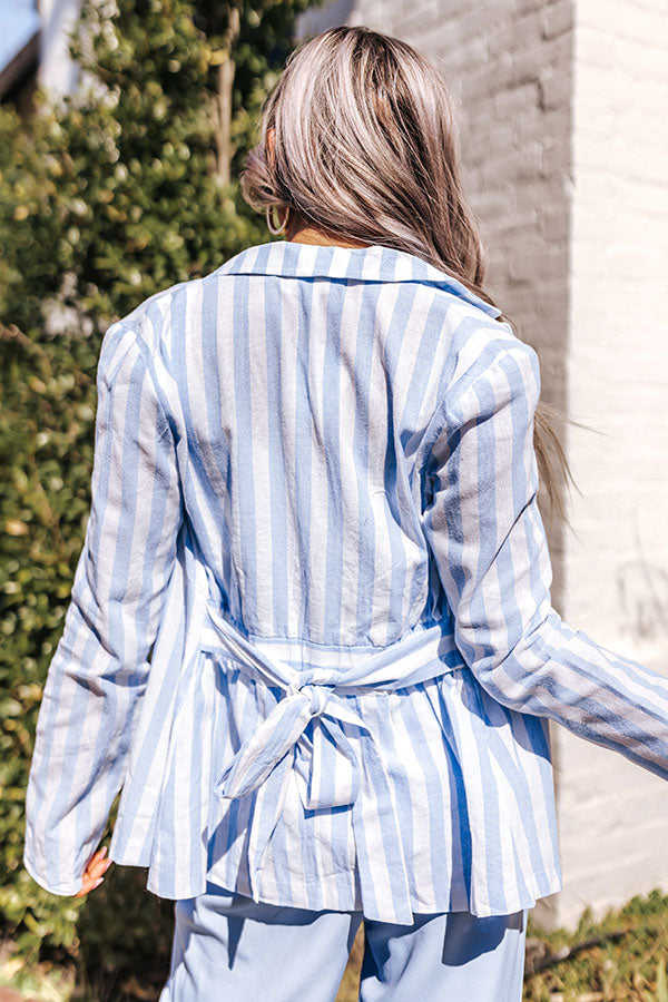 Hamptons Forever Stripe Blazer In Sky Blue