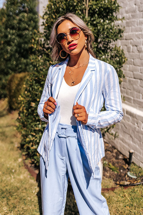 Hamptons Forever Stripe Blazer In Sky Blue