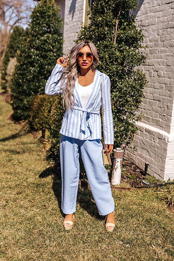 Hamptons Forever Stripe Blazer In Sky Blue