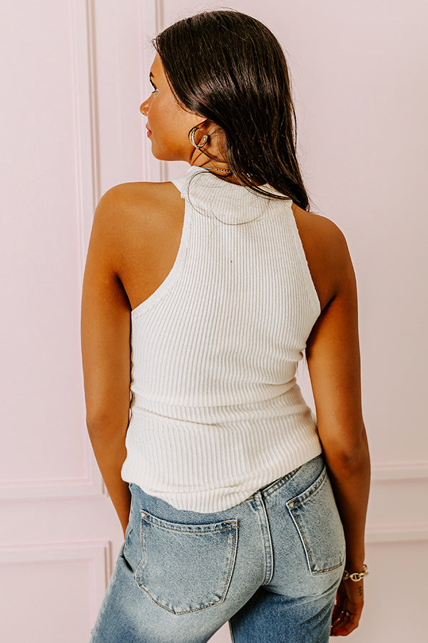 New York Grove Ribbed Top In Ivory