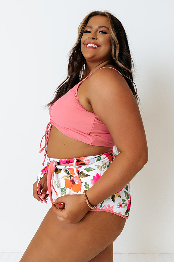 St. Thomas Treat High Waist Reversible Bikini Bottoms in Pink Curves