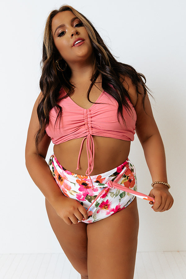 St. Thomas Treat High Waist Reversible Bikini Bottoms in Pink Curves