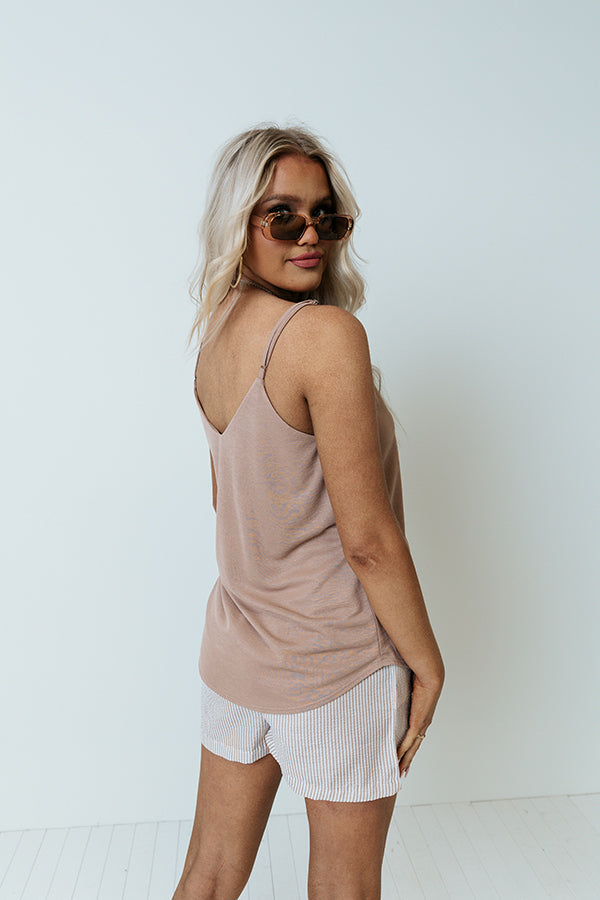 Stylish Vibes Shift Tank in Warm Taupe