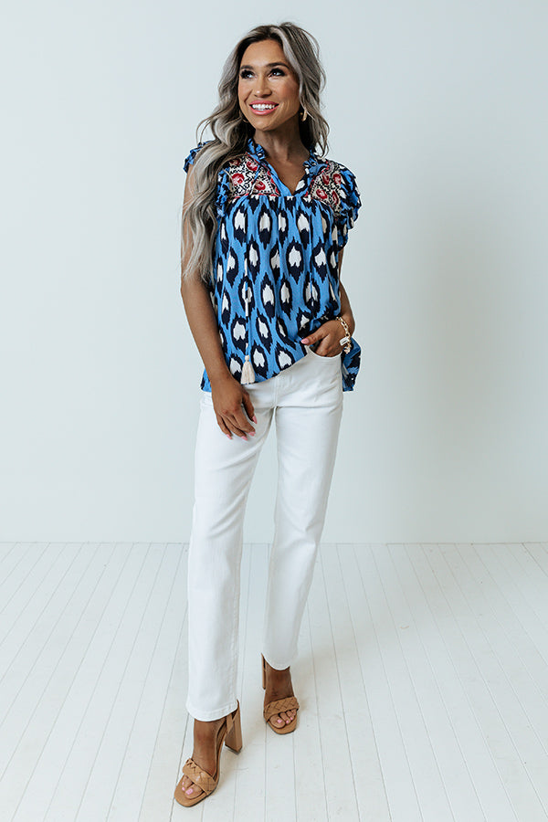 Chic And Charming Embroidered Shift Top