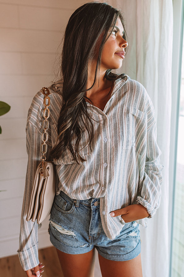 Out Of Line Button Up Top In Red