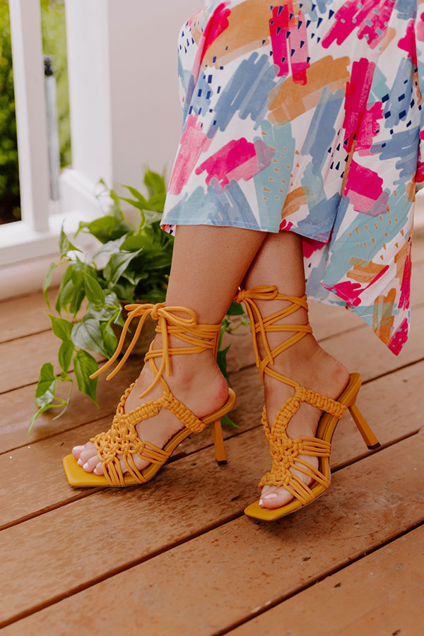 The Chaney Lace Up Heel In Orange