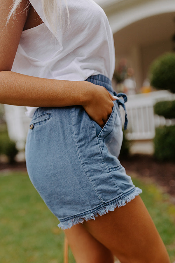 Tuscan Time Chambray Shorts In Medium Wash