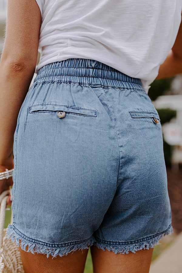 Tuscan Time Chambray Shorts In Medium Wash