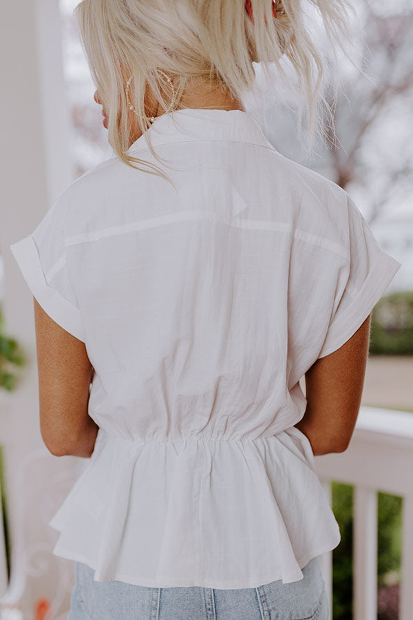 Cue The Sparklers Front Tie Top In Ivory