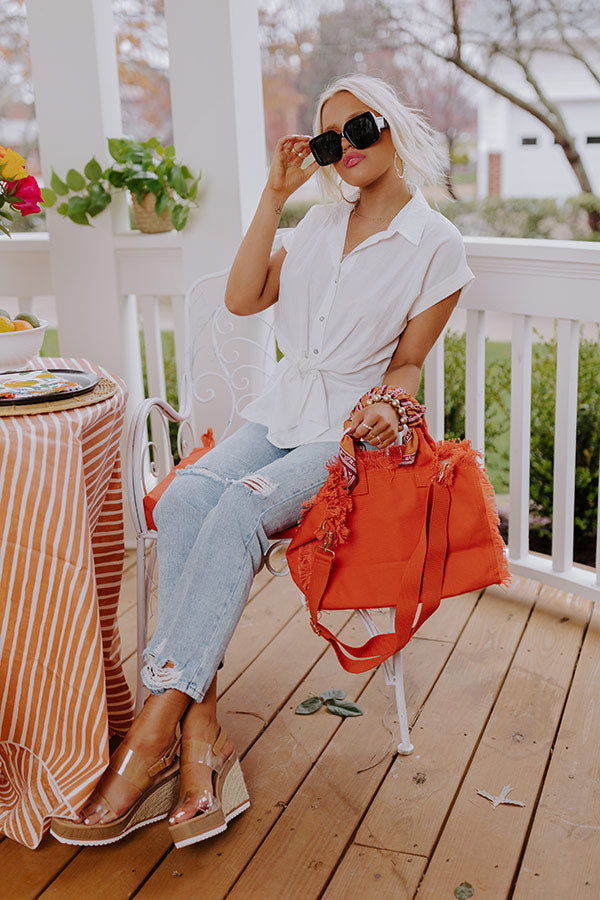 Cue The Sparklers Front Tie Top In Ivory