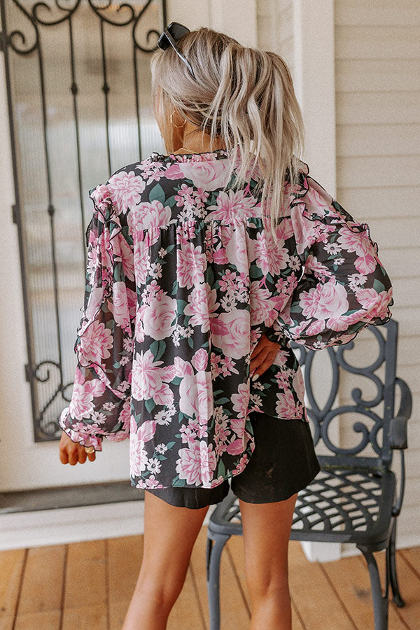 Sugary Sweet Floral Shift Top In Pink