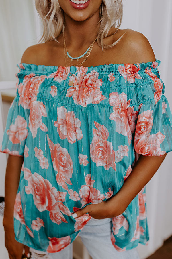 Made For Merriment Floral Shift Top in Turquoise