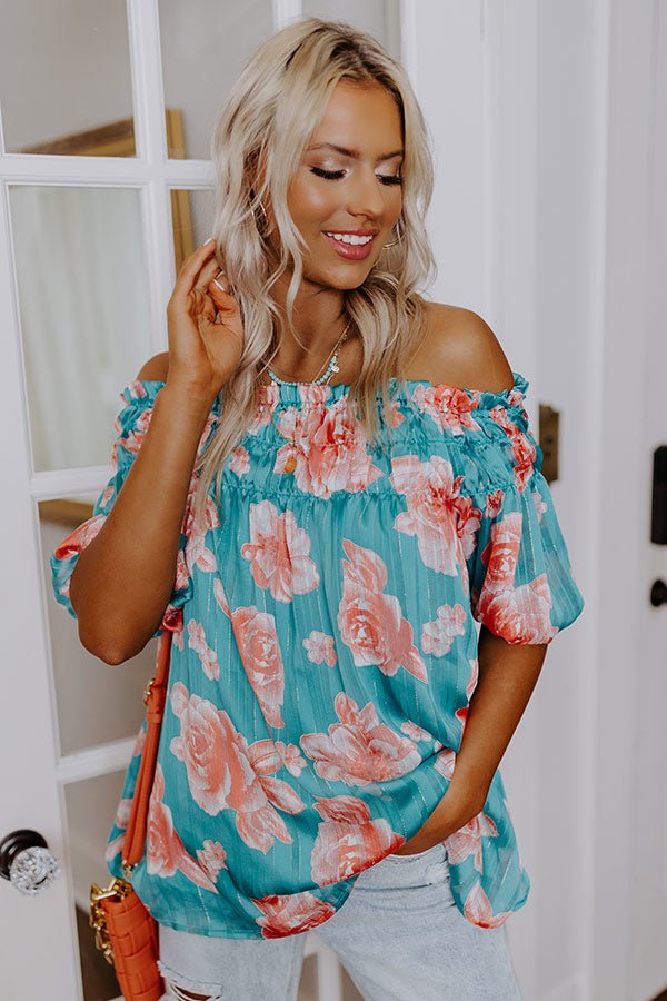 Made For Merriment Floral Shift Top in Turquoise