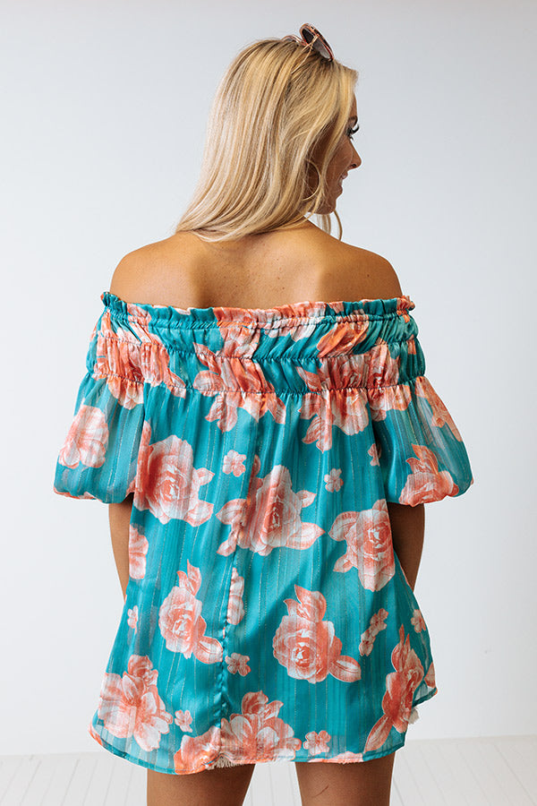 Made For Merriment Floral Shift Top in Turquoise