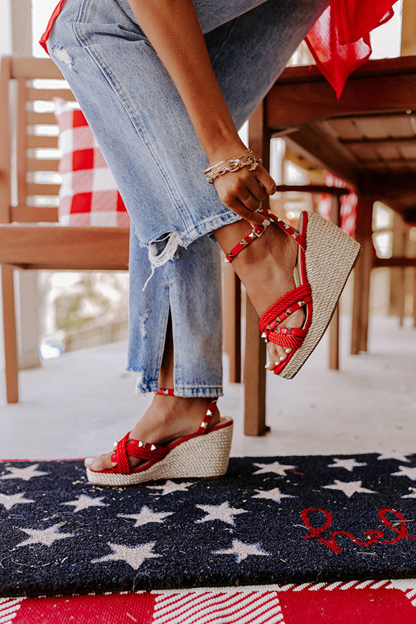 The Wanda Studded Wedge In Red