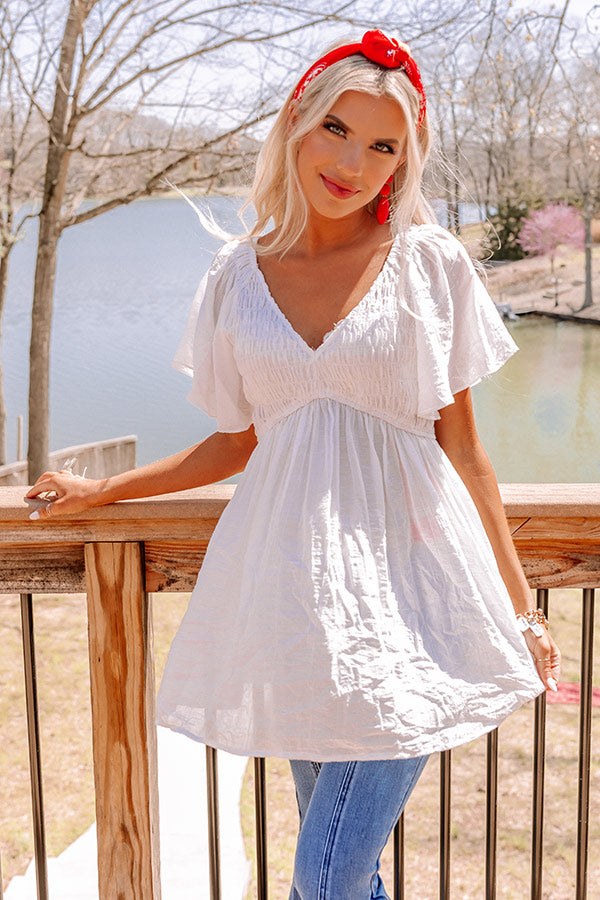 Sunrise Kisses Babydoll Top In White