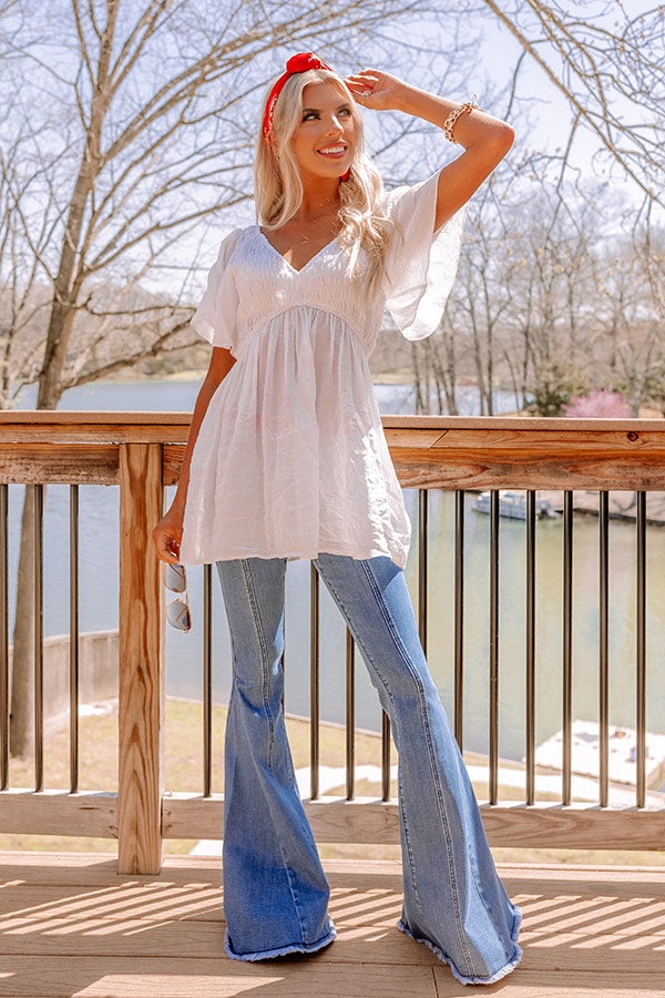 Sunrise Kisses Babydoll Top In White