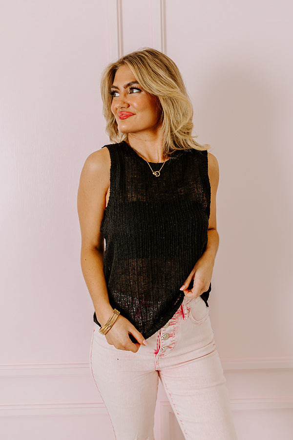 Oceans Away Knit Top In Black
