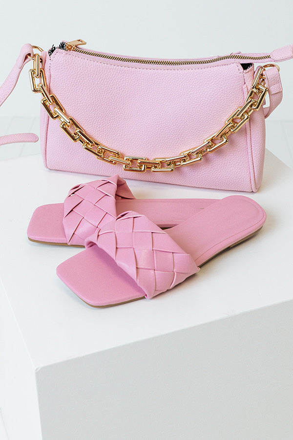 The Brynley Faux Leather Sandal In Pink