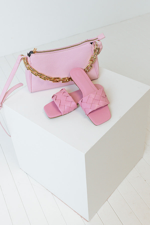 The Brynley Faux Leather Sandal In Pink