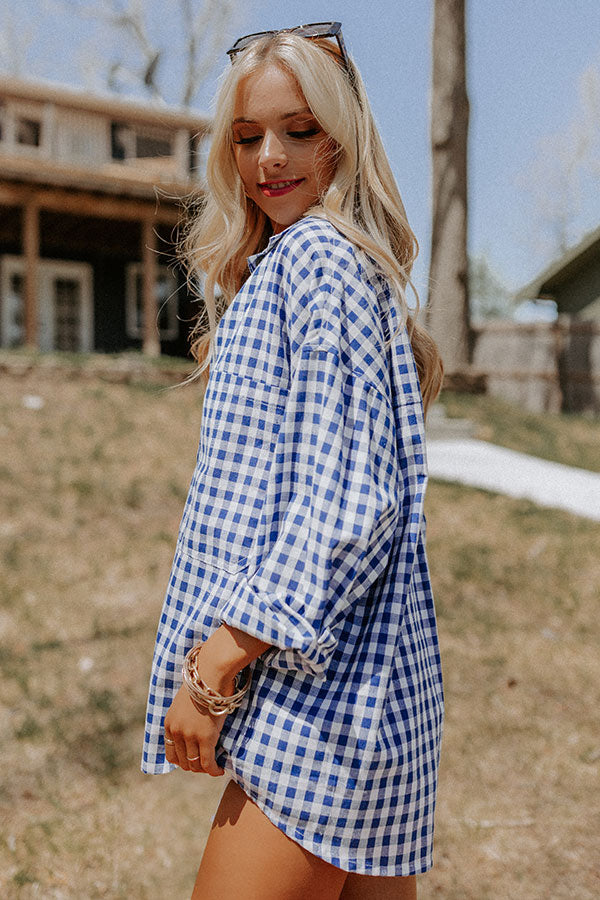 Blue Jean Dream Gingham Button Up