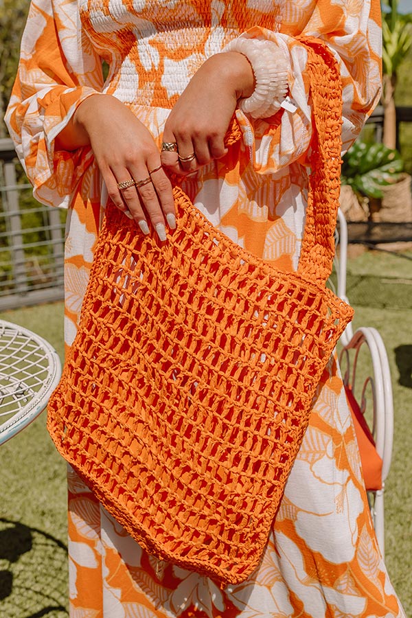 Somewhere In The Tropics Woven Tote In Orange