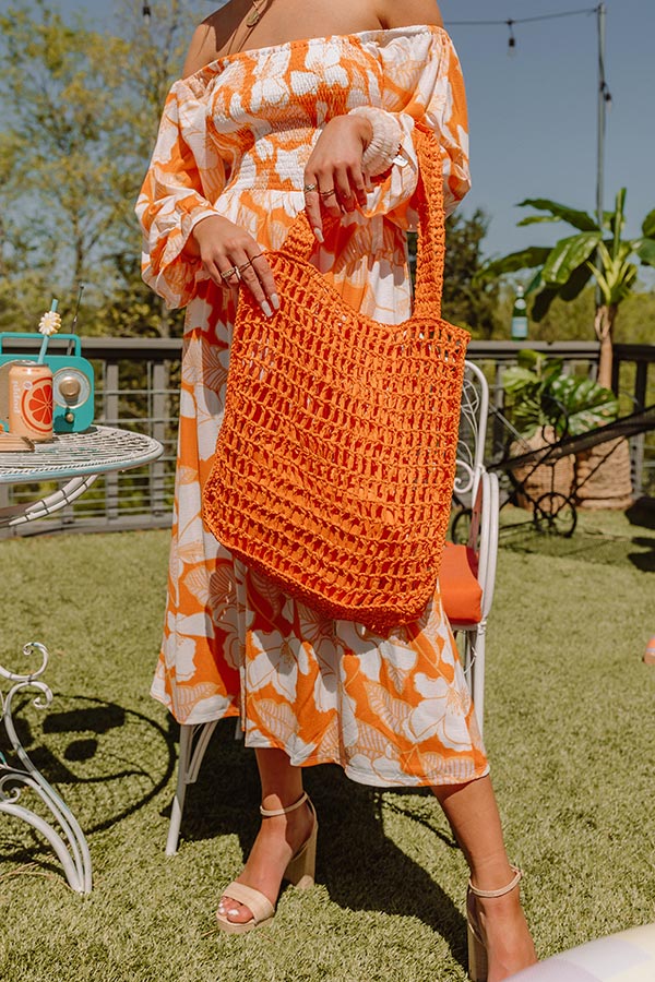 Somewhere In The Tropics Woven Tote In Orange