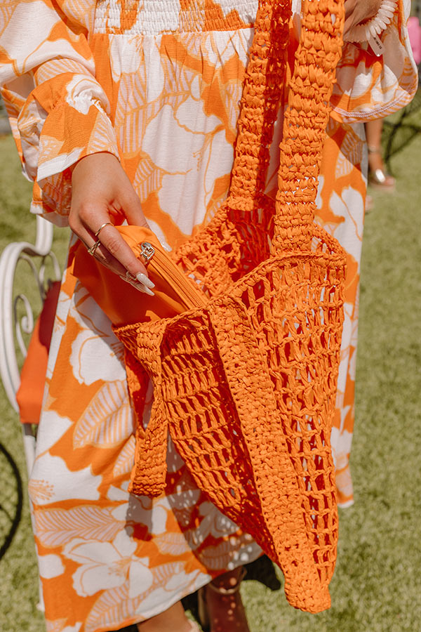 Somewhere In The Tropics Woven Tote In Orange