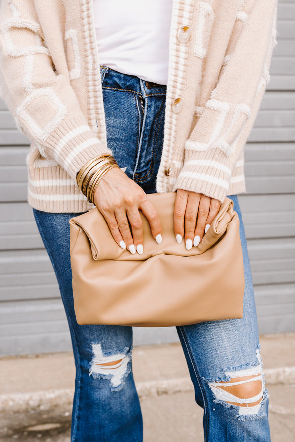 Show You Around Faux Leather Crossbody In Warm Taupe