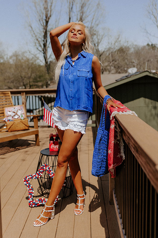 Countdown To The Weekend Shift Top In Royal Blue