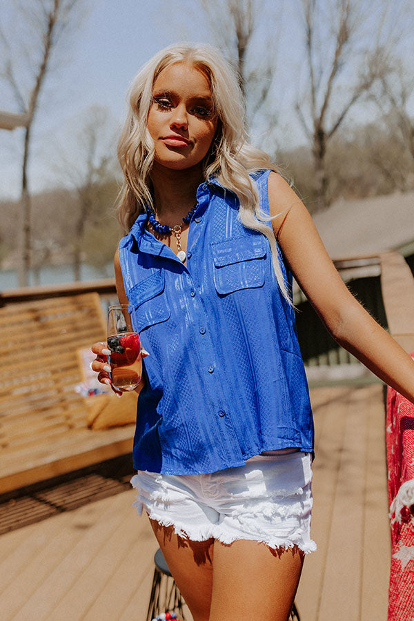Countdown To The Weekend Shift Top In Royal Blue