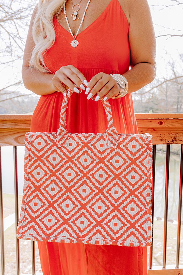 Every Effort Woven Tote In Tangerine