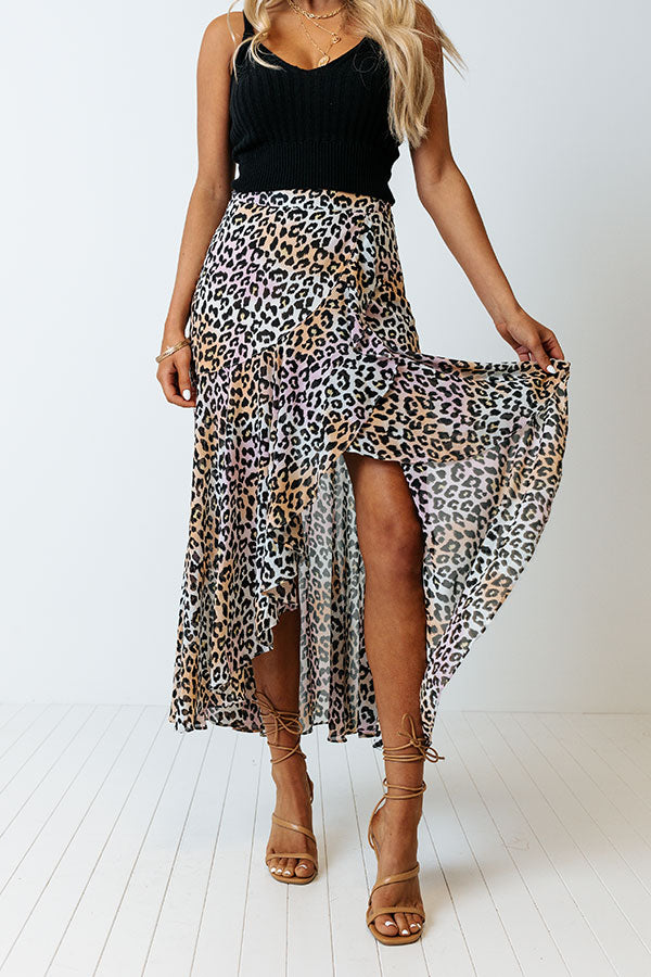 Only Sunshine Leopard Skirt In Peach