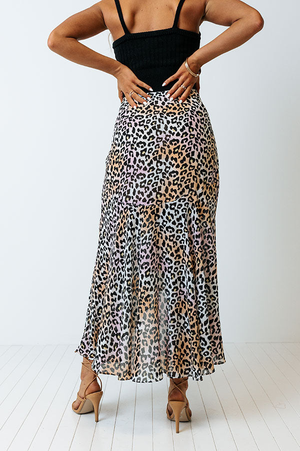 Only Sunshine Leopard Skirt In Peach