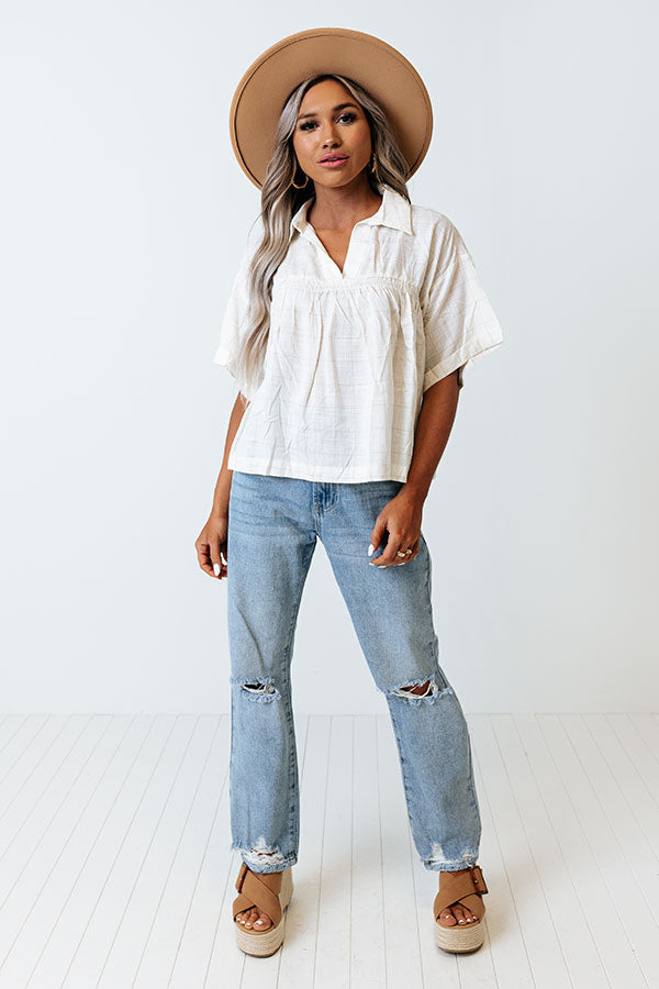 Austin City Sweetness Shift Top In Cream