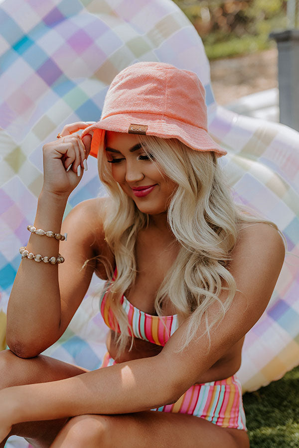Hotter Than Ever Terry Cloth Bucket Hat In Orange