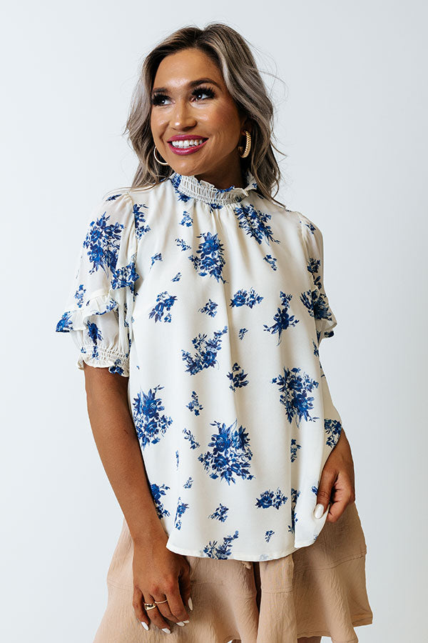 Follow Your Happiness Floral Shift Top in Cream