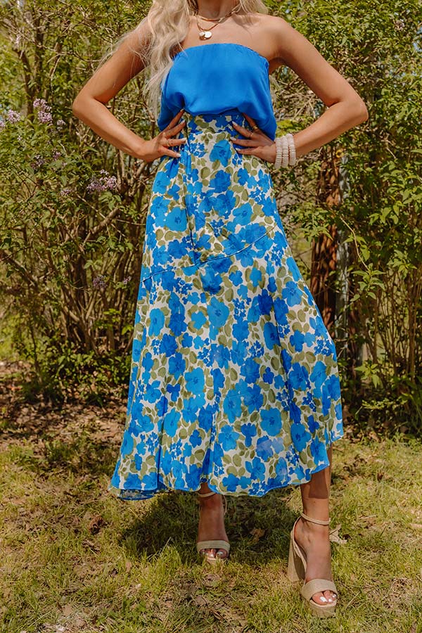 Only Sunshine Floral Skirt In Royal Blue