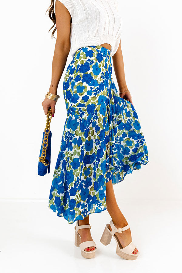 Only Sunshine Floral Skirt In Royal Blue