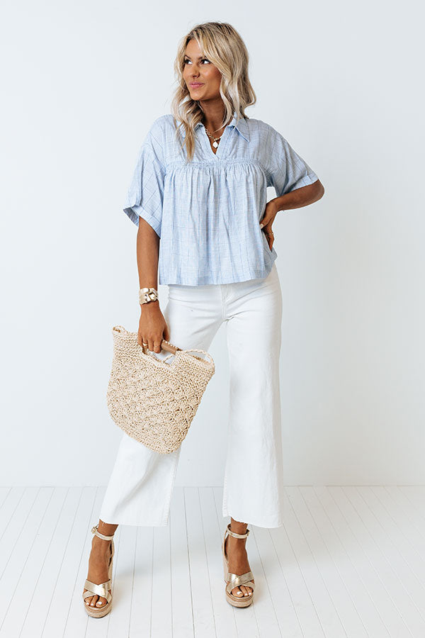 Austin City Sweetness Shift Top In Sky Blue