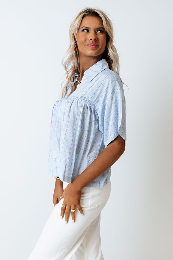 Austin City Sweetness Shift Top In Sky Blue