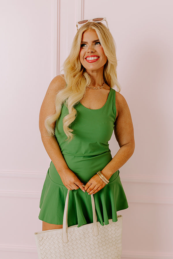 Confident Choice Athletic Dress In Olive Curves