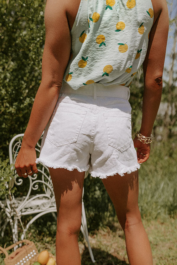 The William High Waist Distressed Shorts In White
